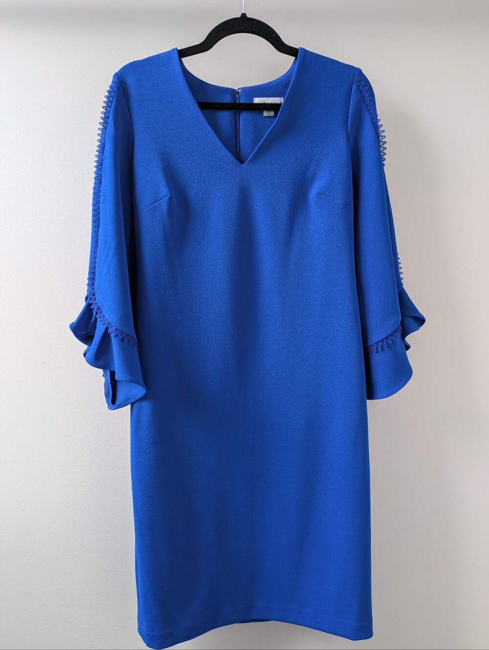 Elegant Royal Blue Ruffle Sleeve Dress Calvin Klein